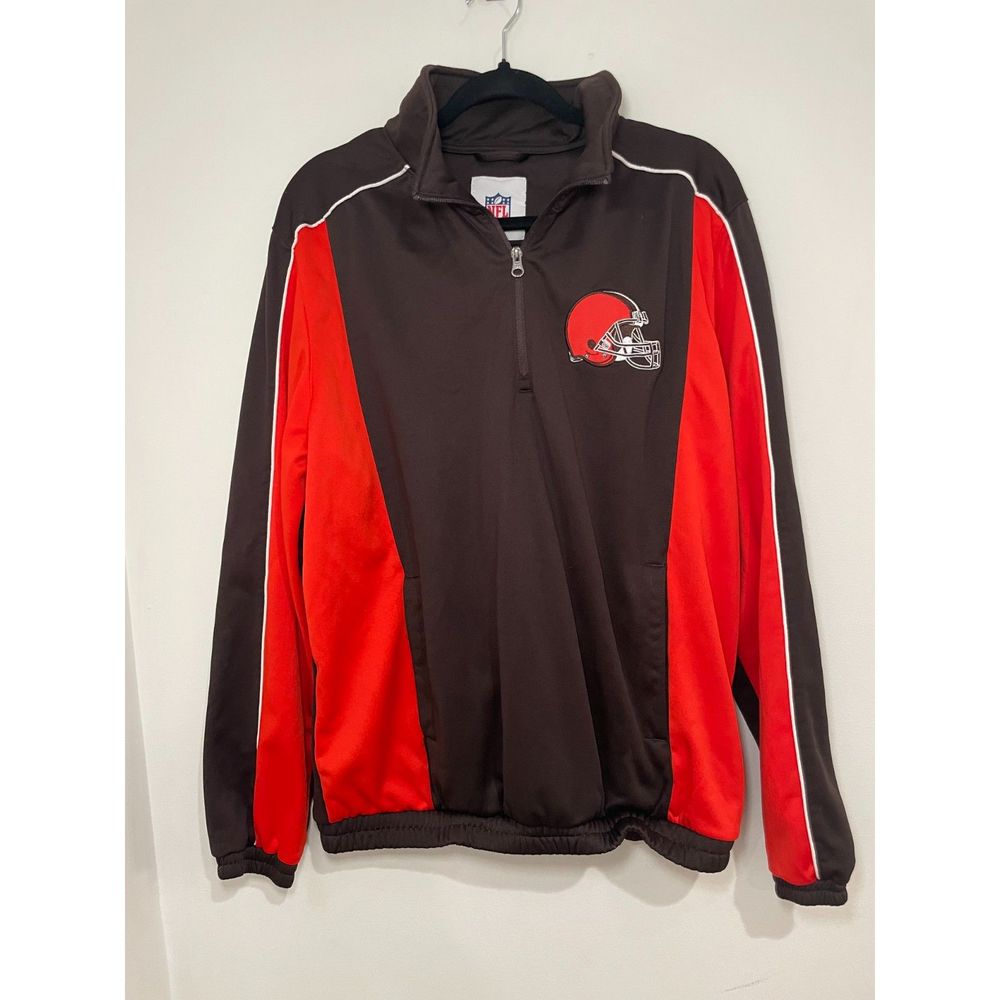 Cleveland Browns Mens Color Block Fleece Lined 1/4 Zip‎ Team Jacket Size L